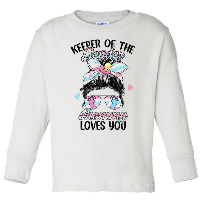 Keeper Of The Gender Mommy Loves You Gender Reveal Toddler Long Sleeve Shirt