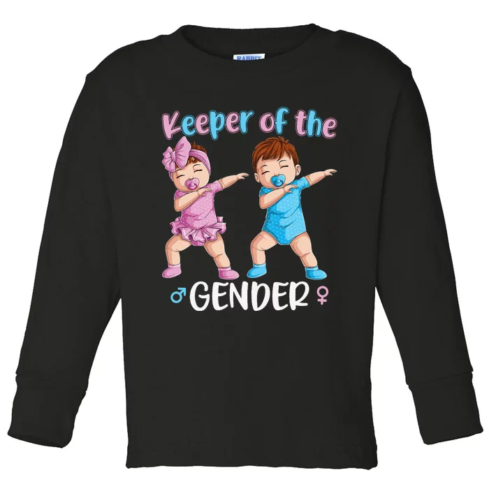 Keeper Of The Gender Reveal Party Baby Announcement Toddler Long Sleeve Shirt