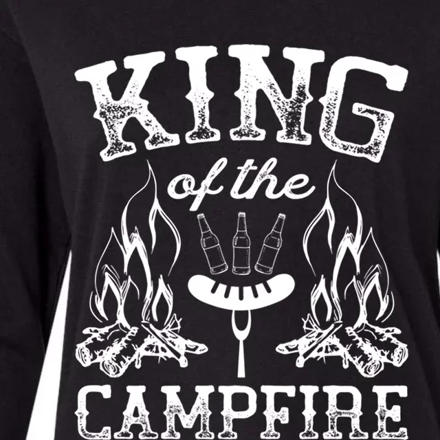 King Of The Campfire Bonfire Camping Couples Gift Cute Gift Womens Cotton Relaxed Long Sleeve T-Shirt