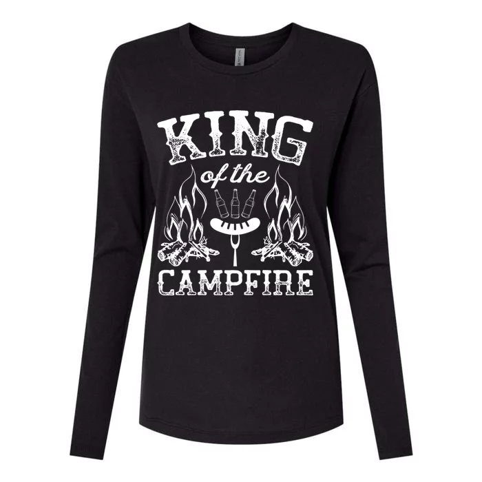 King Of The Campfire Bonfire Camping Couples Gift Cute Gift Womens Cotton Relaxed Long Sleeve T-Shirt