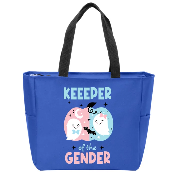 Keeper Of The Gender Reveal Cute Ghosts Team Booy Or Ghoul Gift Zip Tote Bag