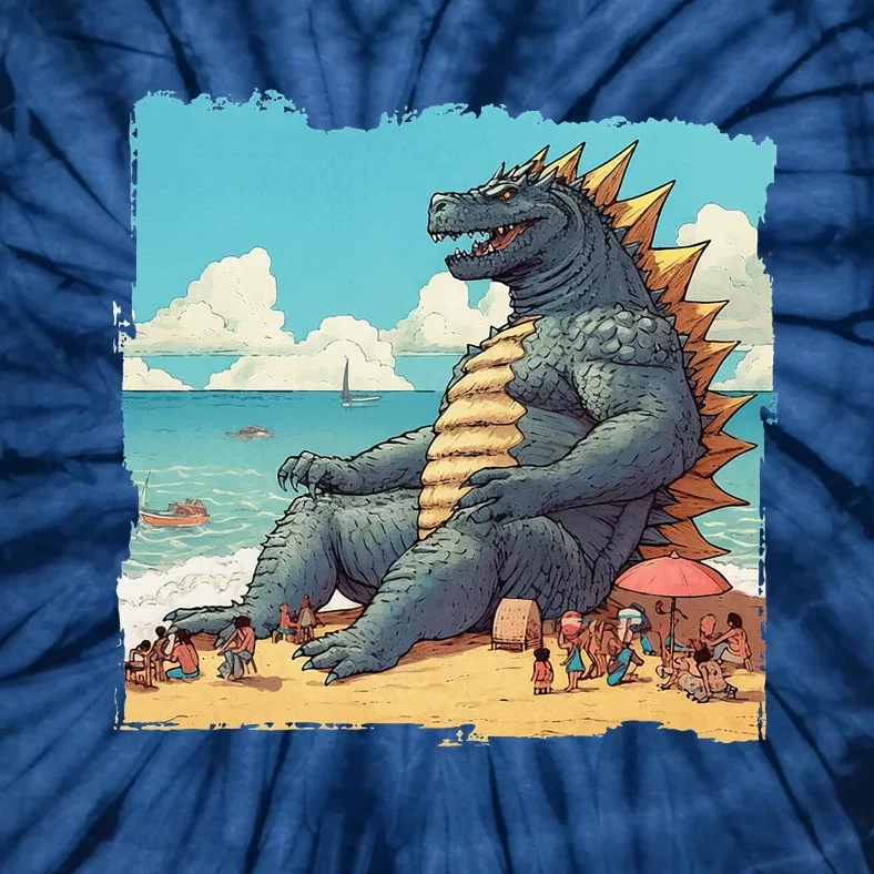 Kaiju On The Beach Suntanning Vacation Ocean Holiday Party Tie-Dye T-Shirt