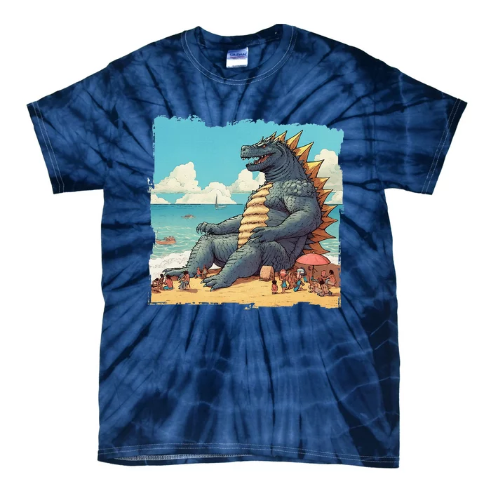 Kaiju On The Beach Suntanning Vacation Ocean Holiday Party Tie-Dye T-Shirt