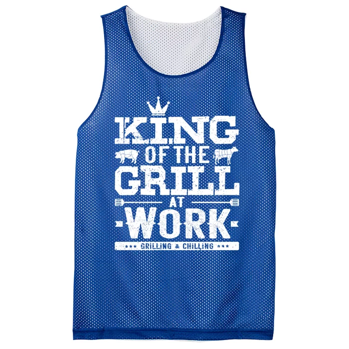 King Of The Grill Bbq Smoker Gift For Dad Grandpa Pitmaster Gift Mesh Reversible Basketball Jersey Tank