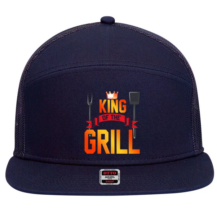 King Of The Grill Funny Grilling Master Chef Cooking Bbq Meaningful Gift 7 Panel Mesh Trucker Snapback Hat