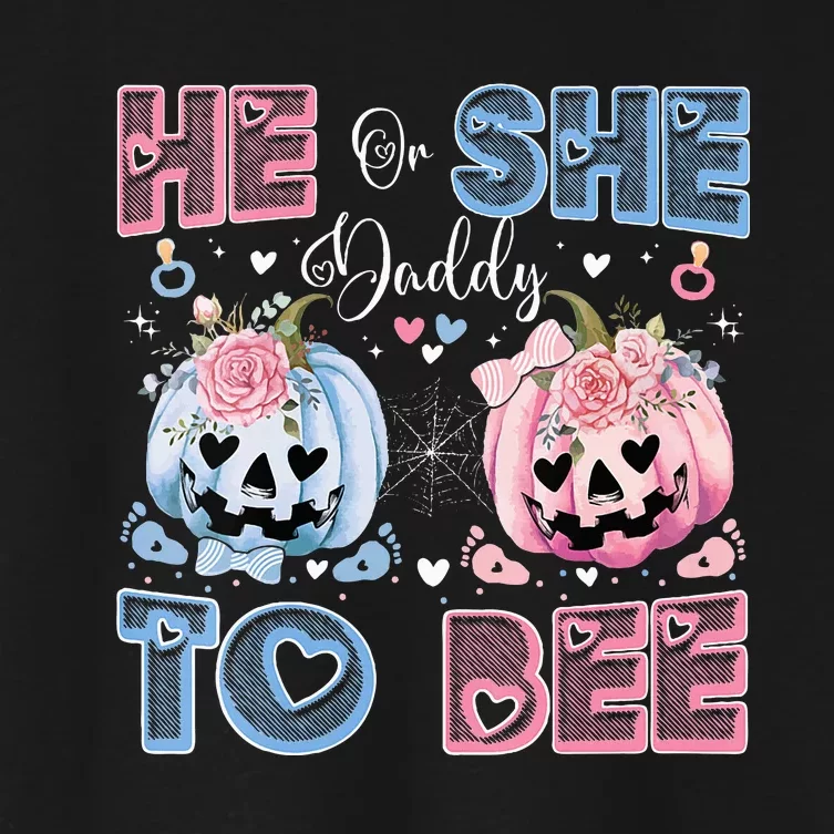 Keeper Of The Gender Halloween Pumpkin He She Daddy To Bee Women's Crop Top Tee