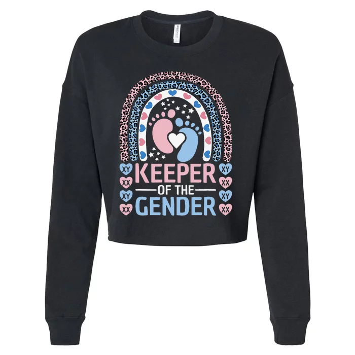 Keeper Of The Gender Reveal Announcement Baby Shower Party Cropped Pullover Crew