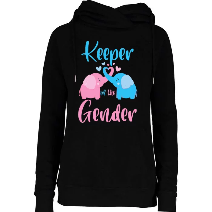 Keeper Of The Gender Elephant In Blue And Pink Party Idea Womens Funnel Neck Pullover Hood