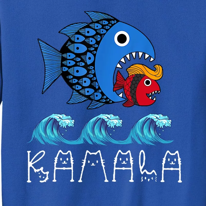 Kamala Over Trump Blue Wave Big Fish Eats Small Fish Sweatshirt