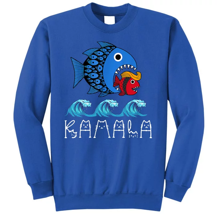 Kamala Over Trump Blue Wave Big Fish Eats Small Fish Sweatshirt