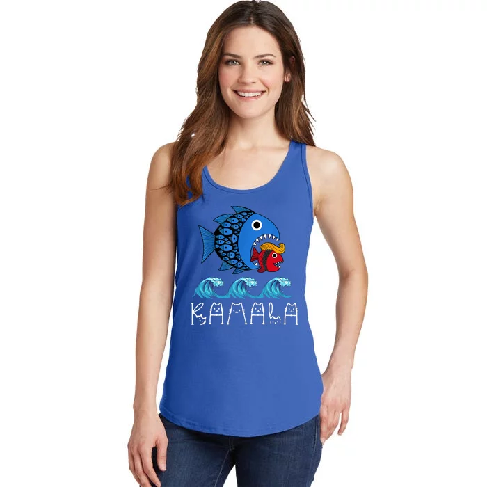 Kamala Over Trump Blue Wave Big Fish Eats Small Fish Ladies Essential Tank