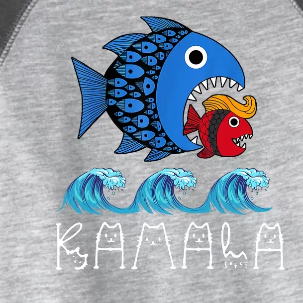 Kamala Over Trump Blue Wave Big Fish Eats Small Fish Toddler Fine Jersey T-Shirt