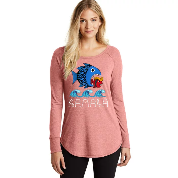 Kamala Over Trump Blue Wave Big Fish Eats Small Fish Women's Perfect Tri Tunic Long Sleeve Shirt