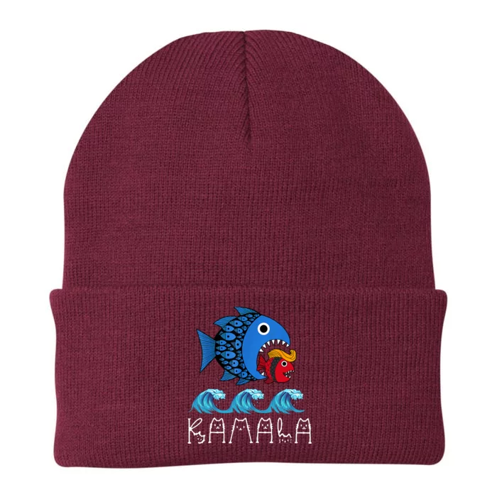 Kamala Over Trump Blue Wave Big Fish Eats Small Fish Knit Cap Winter Beanie