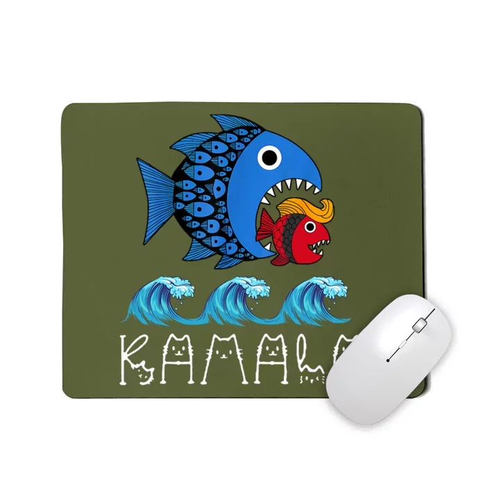 Kamala Over Trump Blue Wave Big Fish Eats Small Fish Mousepad