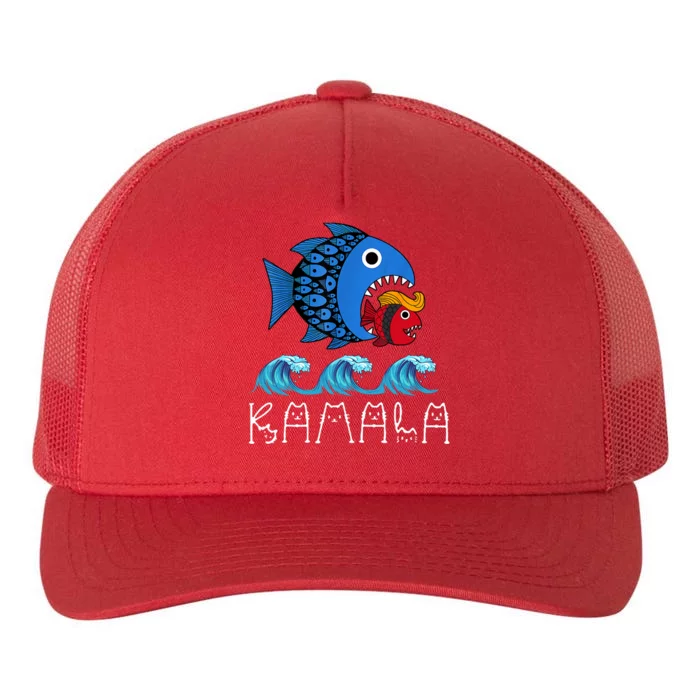 Kamala Over Trump Blue Wave Big Fish Eats Small Fish Yupoong Adult 5-Panel Trucker Hat