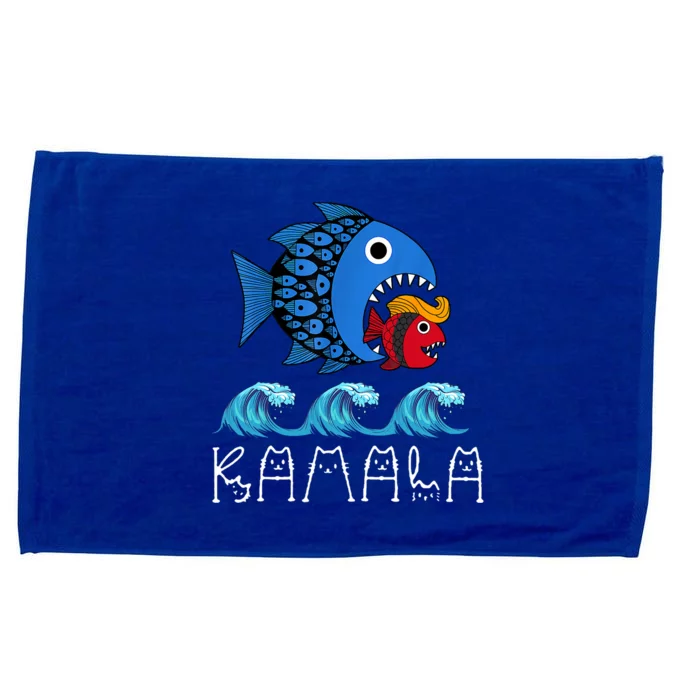 Kamala Over Trump Blue Wave Big Fish Eats Small Fish Microfiber Hand Towel