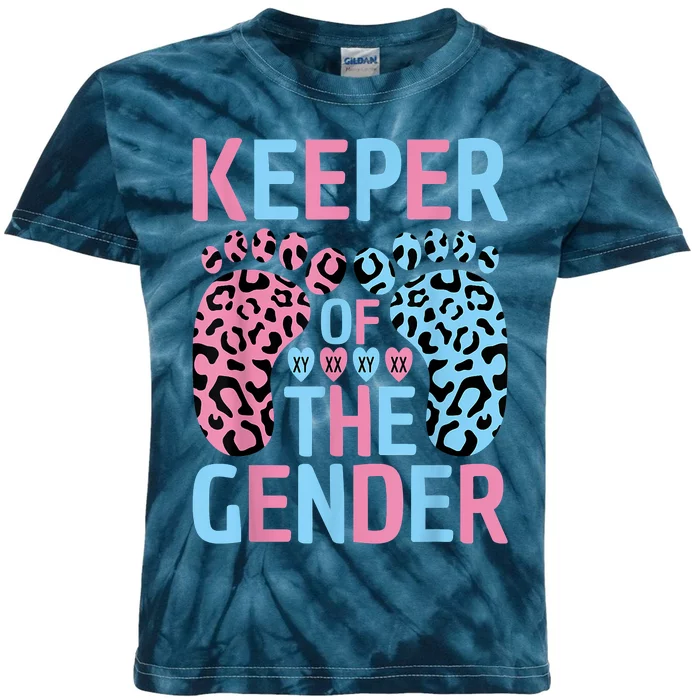 Keeper Of The Gender Reveal Announcement Baby Shower Party Kids Tie-Dye T-Shirt