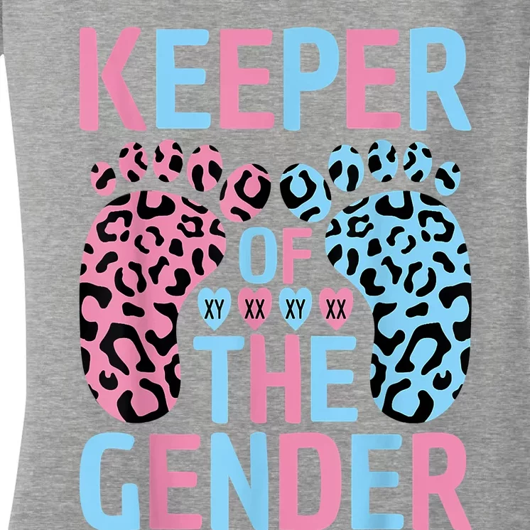 Keeper Of The Gender Reveal Announcement Baby Shower Party Women's V-Neck T-Shirt