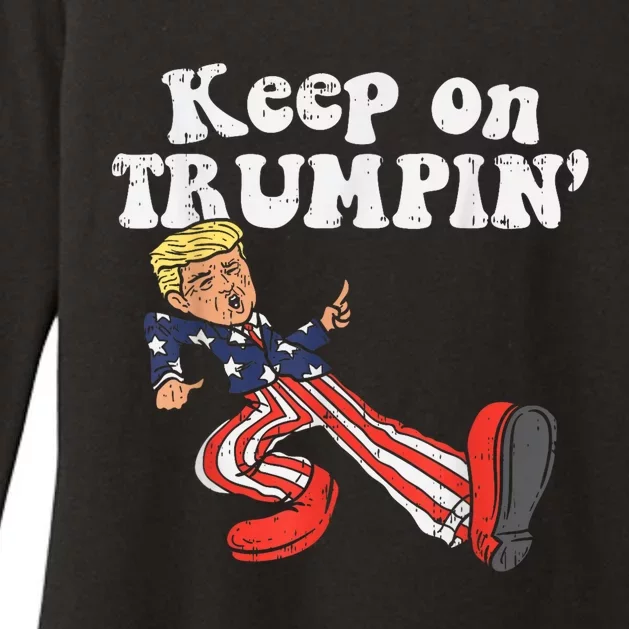 Keep On Trumpin Funny USA Flag Support Reelect Trump Womens CVC Long Sleeve Shirt