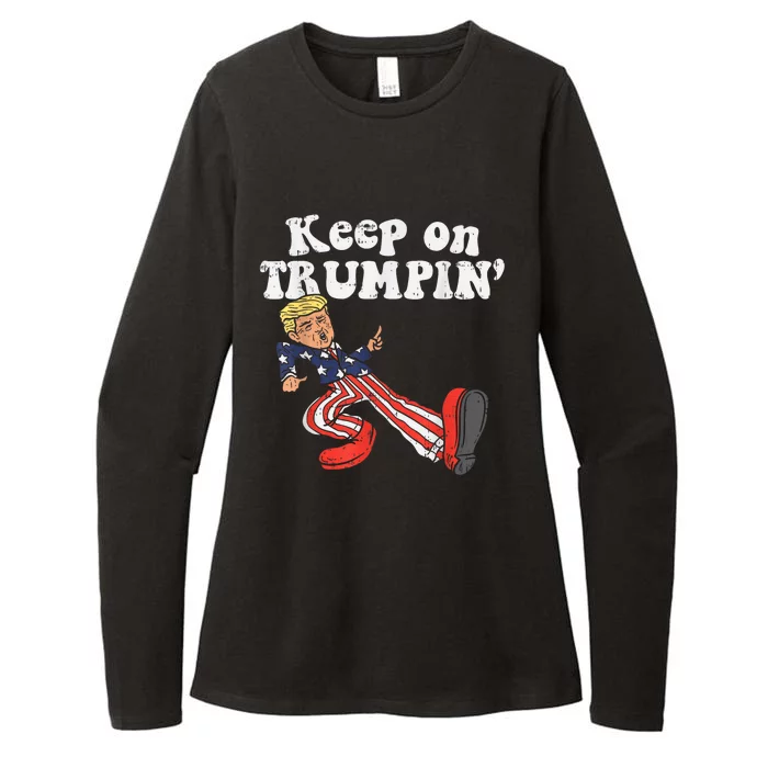 Keep On Trumpin Funny USA Flag Support Reelect Trump Womens CVC Long Sleeve Shirt