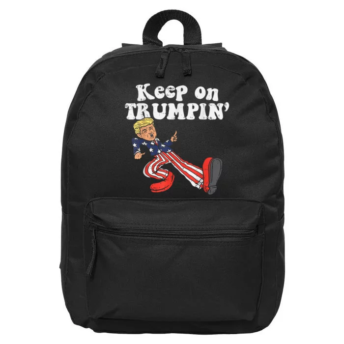 Keep On Trumpin Funny USA Flag Support Reelect Trump 16 in Basic Backpack