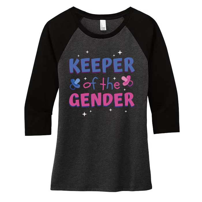 Keeper Of The Gender Pregnancy Reveal Women's Tri-Blend 3/4-Sleeve Raglan Shirt