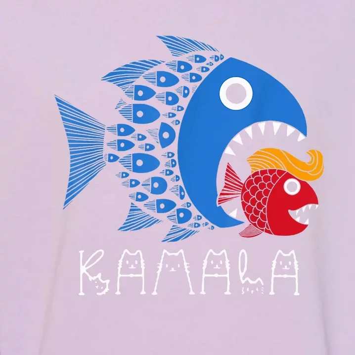 Kamala Over Trump Blue Wave Big Fish Eats Small Fish Garment-Dyed Sweatshirt