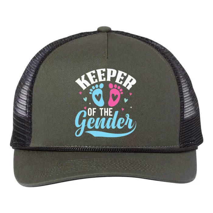 Keeper Of The Gender Pink Or Blue Funny Gender Reveal Party Retro Rope Trucker Hat Cap