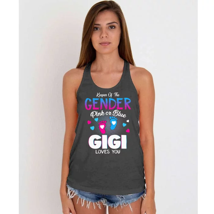 Keeper Of The Gender Pink Or Blue Gigi Loves You Reveal Women's Knotted Racerback Tank