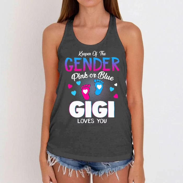 Keeper Of The Gender Pink Or Blue Gigi Loves You Reveal Women's Knotted Racerback Tank