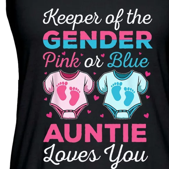 Keeper Of The Gender Auntie Loves You Baby Announcement Aunt Ladies Essential Flowy Tank