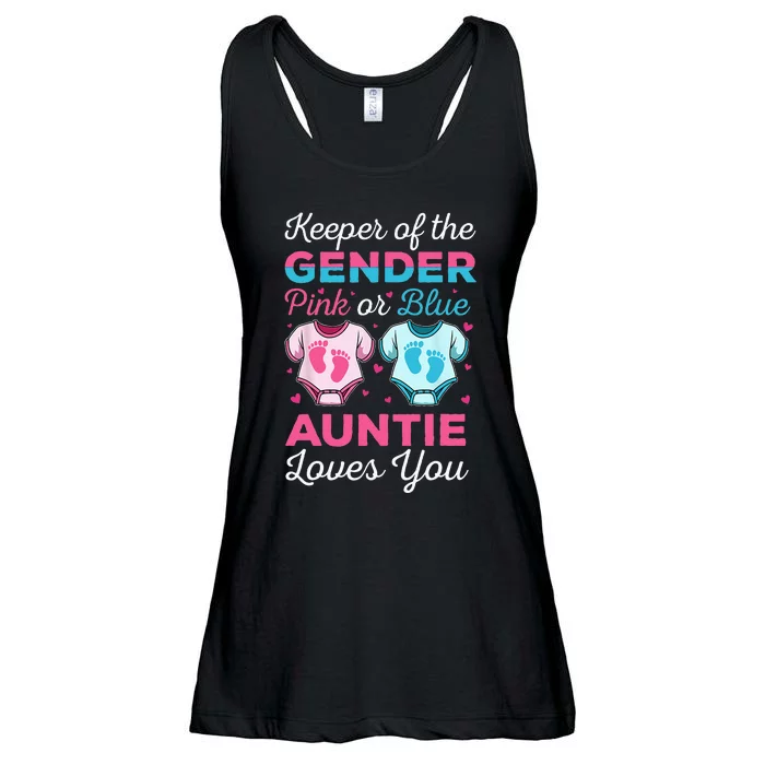 Keeper Of The Gender Auntie Loves You Baby Announcement Aunt Ladies Essential Flowy Tank