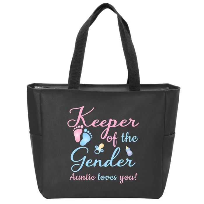 Keeper Of The Gender Auntie Loves Gender Reveal Party Idea Zip Tote Bag