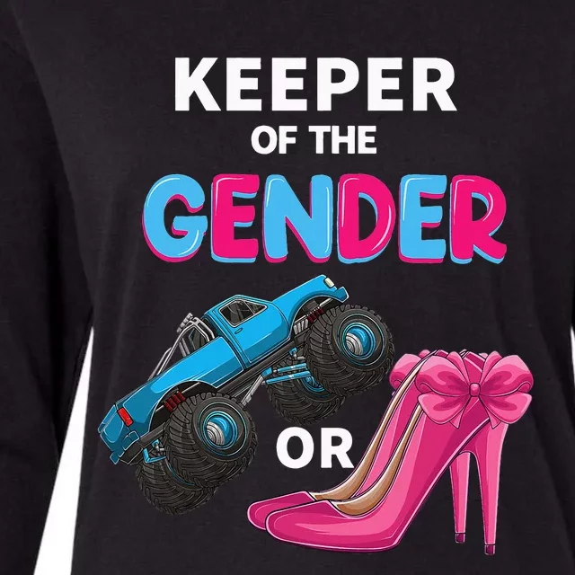 Keeper of the Gender wheels or Heels cute Reveal Baby Shower Womens Cotton Relaxed Long Sleeve T-Shirt