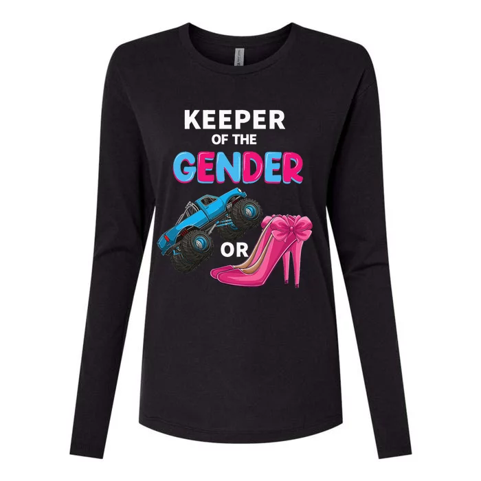 Keeper of the Gender wheels or Heels cute Reveal Baby Shower Womens Cotton Relaxed Long Sleeve T-Shirt