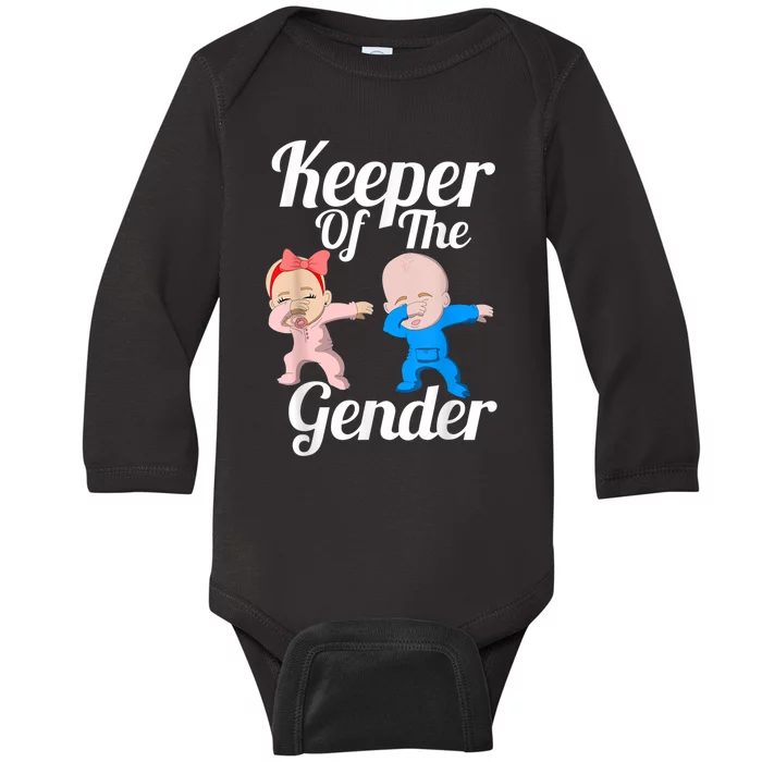 Keeper Of The Gender Cute Gender Reveal Party Couple Baby Long Sleeve Bodysuit