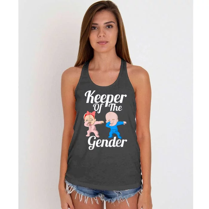 Keeper Of The Gender Cute Gender Reveal Party Couple Women's Knotted Racerback Tank