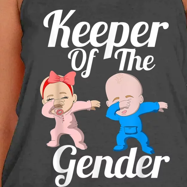 Keeper Of The Gender Cute Gender Reveal Party Couple Women's Knotted Racerback Tank