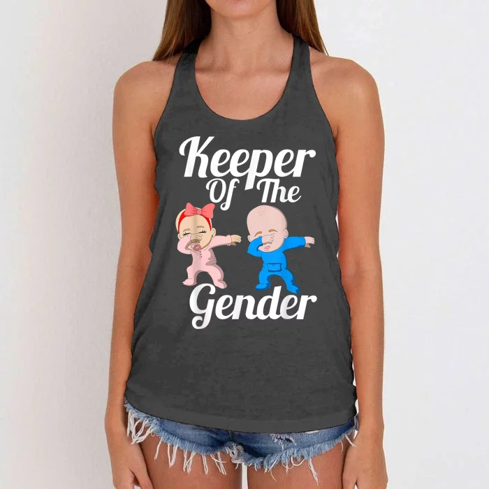 Keeper Of The Gender Cute Gender Reveal Party Couple Women's Knotted Racerback Tank