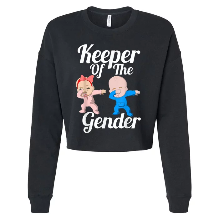 Keeper Of The Gender Cute Gender Reveal Party Couple Cropped Pullover Crew