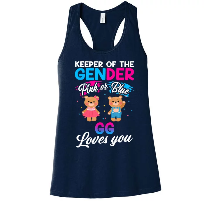 Keeper Of The Gender Pink Or Blue GG Loves You Reveal Women's Racerback Tank