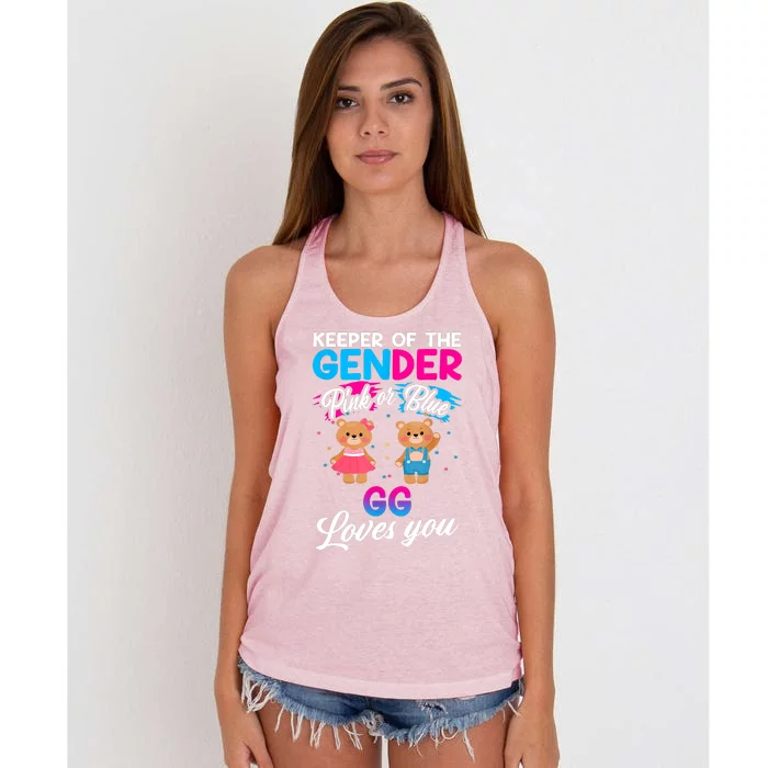 Keeper Of The Gender Pink Or Blue GG Loves You Reveal Women's Knotted Racerback Tank