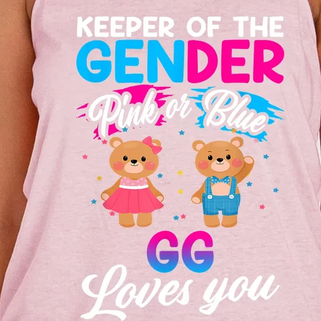 Keeper Of The Gender Pink Or Blue GG Loves You Reveal Women's Knotted Racerback Tank