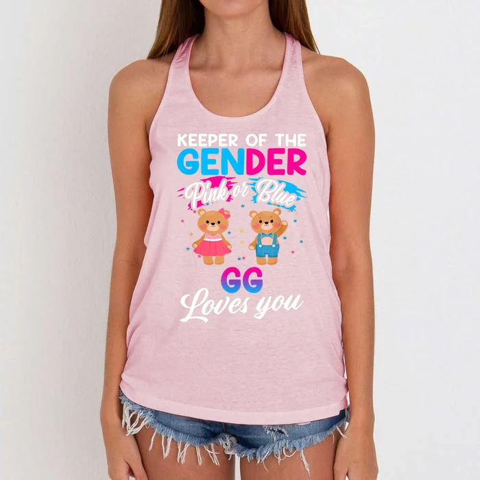 Keeper Of The Gender Pink Or Blue GG Loves You Reveal Women's Knotted Racerback Tank