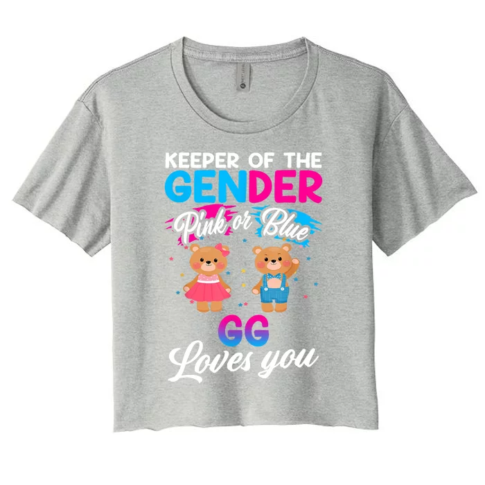 Keeper Of The Gender Pink Or Blue GG Loves You Reveal Women's Crop Top Tee