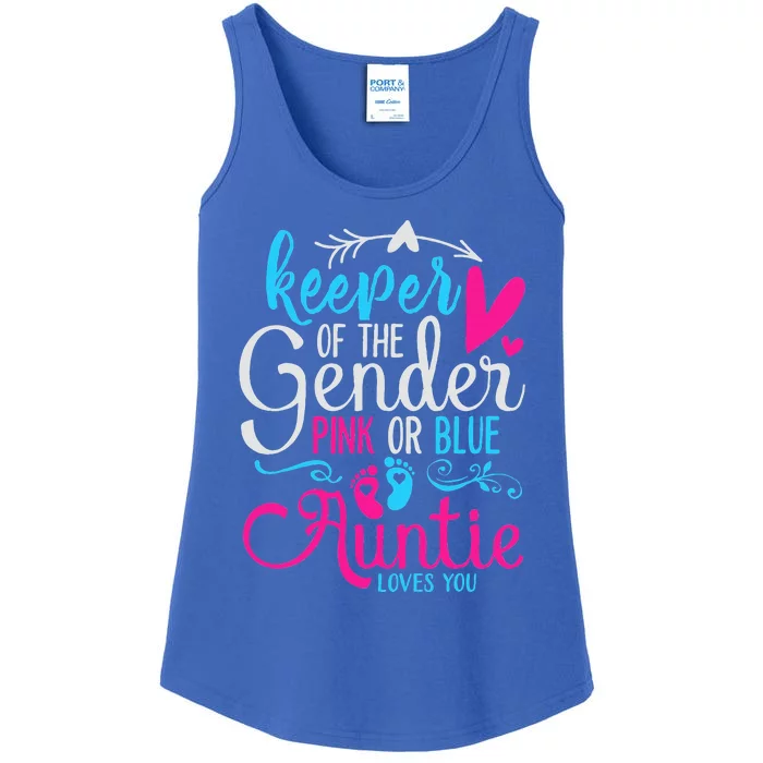 Keeper Of The Gender Auntie Loves You Aunt Baby Announcement Ladies Essential Tank