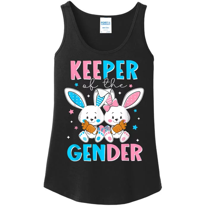 Keeper Of The Gender Or Easter Bunny Gender Reveal Ladies Essential Tank