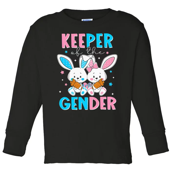 Keeper Of The Gender Easter Bunny Gender Reveal Toddler Long Sleeve Shirt