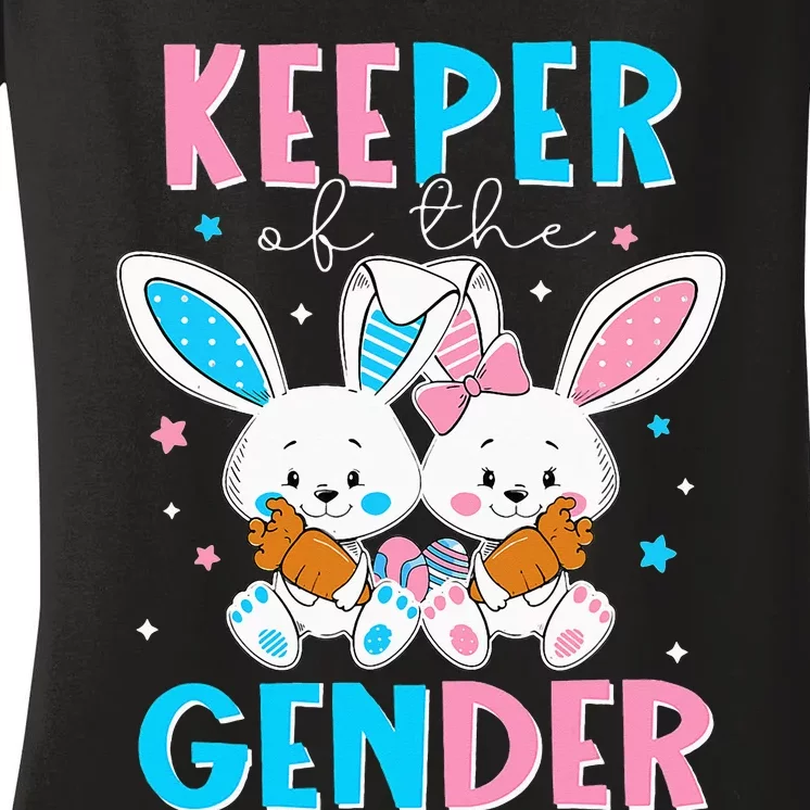 Keeper Of The Gender Easter Bunny Gender Reveal Women's V-Neck T-Shirt